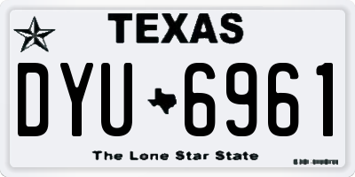 TX license plate DYU6961