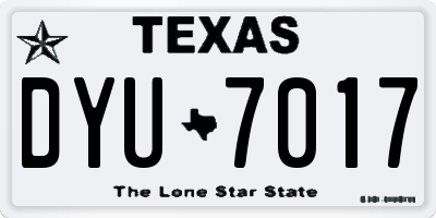 TX license plate DYU7017