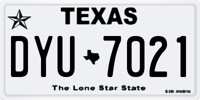 TX license plate DYU7021