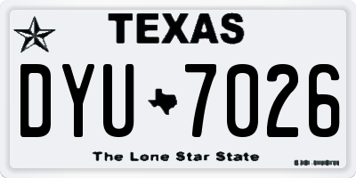 TX license plate DYU7026