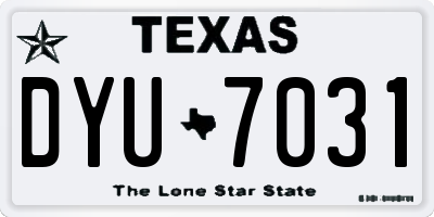 TX license plate DYU7031