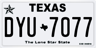 TX license plate DYU7077