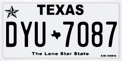 TX license plate DYU7087