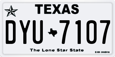 TX license plate DYU7107