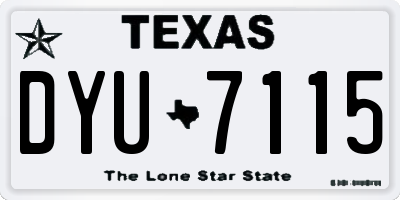 TX license plate DYU7115