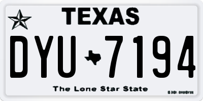 TX license plate DYU7194