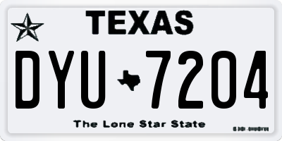 TX license plate DYU7204