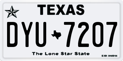 TX license plate DYU7207