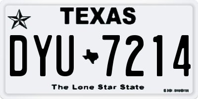 TX license plate DYU7214