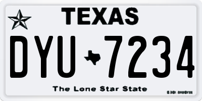 TX license plate DYU7234