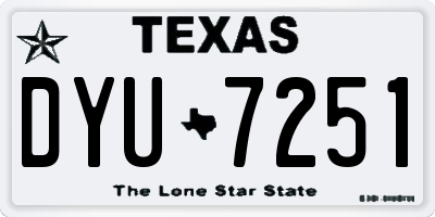 TX license plate DYU7251