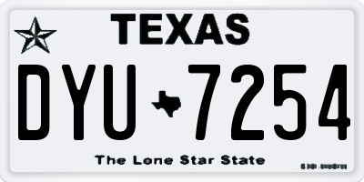 TX license plate DYU7254