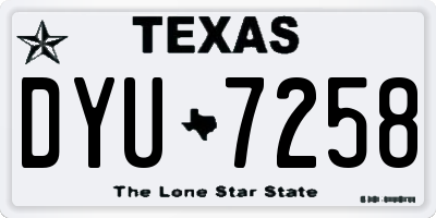 TX license plate DYU7258