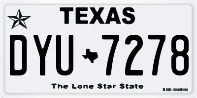 TX license plate DYU7278