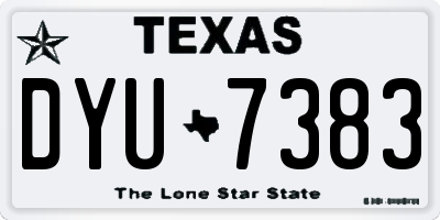 TX license plate DYU7383