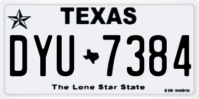 TX license plate DYU7384