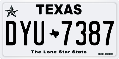 TX license plate DYU7387