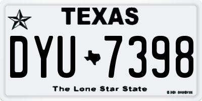TX license plate DYU7398