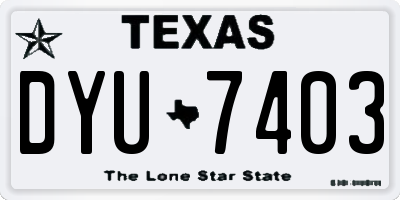 TX license plate DYU7403