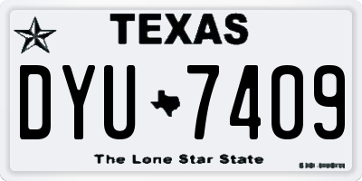 TX license plate DYU7409