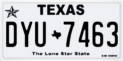 TX license plate DYU7463