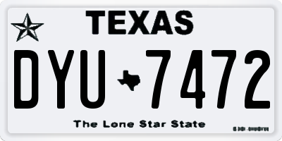 TX license plate DYU7472