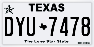 TX license plate DYU7478