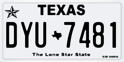 TX license plate DYU7481