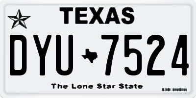 TX license plate DYU7524