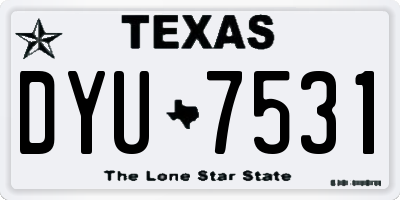 TX license plate DYU7531