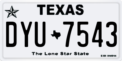 TX license plate DYU7543
