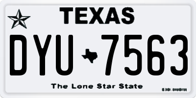 TX license plate DYU7563