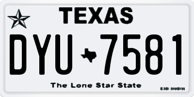TX license plate DYU7581