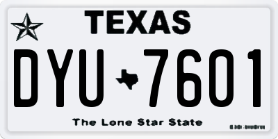 TX license plate DYU7601