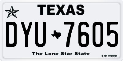 TX license plate DYU7605