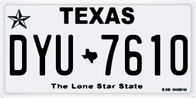 TX license plate DYU7610