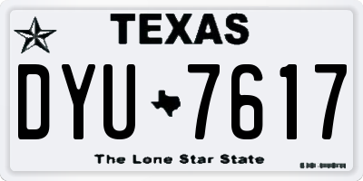 TX license plate DYU7617
