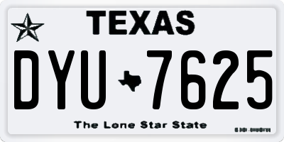 TX license plate DYU7625
