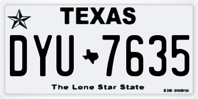 TX license plate DYU7635