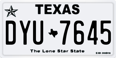 TX license plate DYU7645
