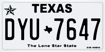 TX license plate DYU7647