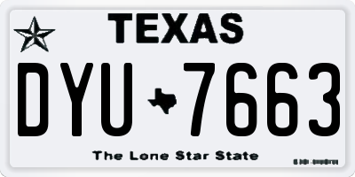 TX license plate DYU7663