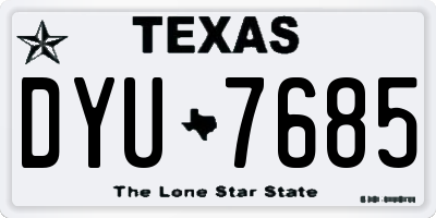 TX license plate DYU7685
