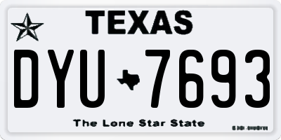 TX license plate DYU7693