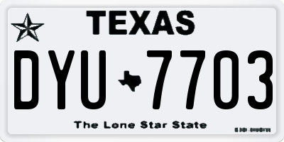 TX license plate DYU7703