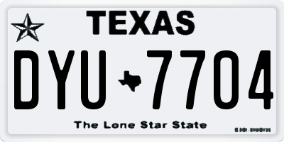 TX license plate DYU7704