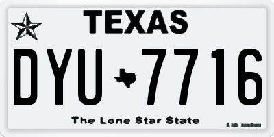 TX license plate DYU7716