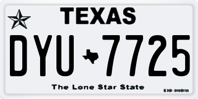 TX license plate DYU7725