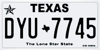 TX license plate DYU7745