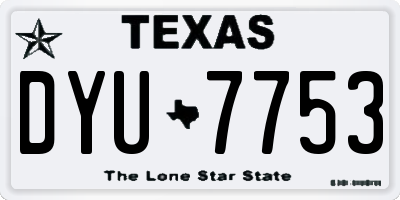 TX license plate DYU7753